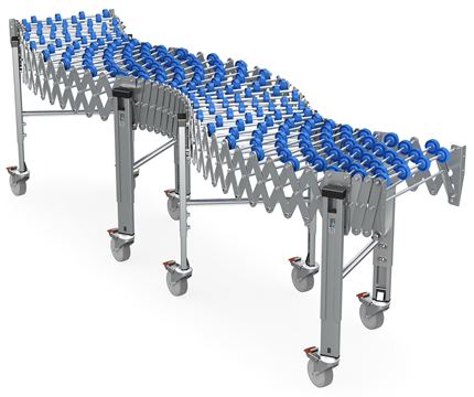 EF - Transportador extensible de roldanas con tope final de 1,2 a 4,8m con ruedas